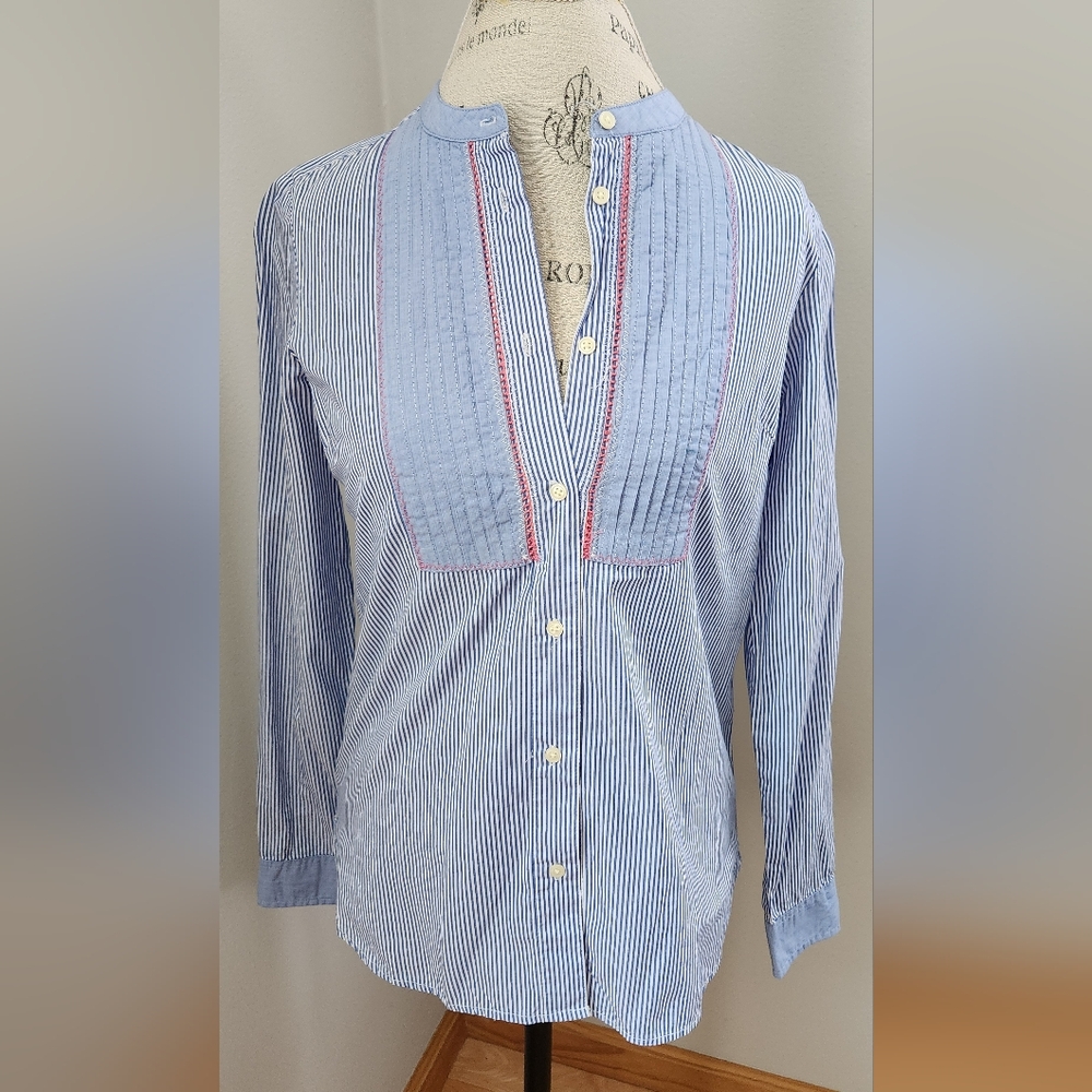 SPRINGFIELD blue striped button down women's shirt with standing collar- S (36)